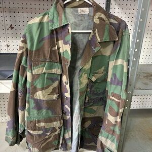 Men's Woodland Camo Military-Style Field Jacket - Green/Brown